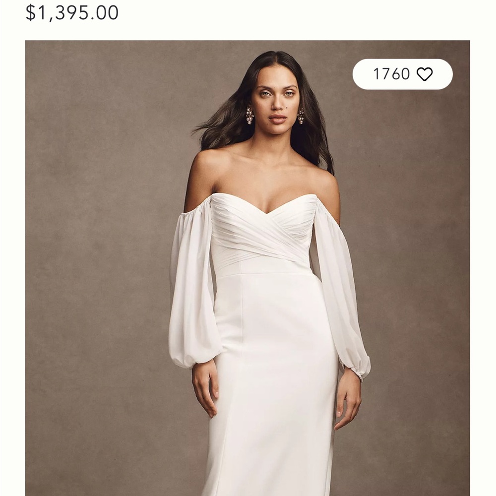Elegant Off-Shoulder/Detachable Sleeve Bridal Gown Anthropologie